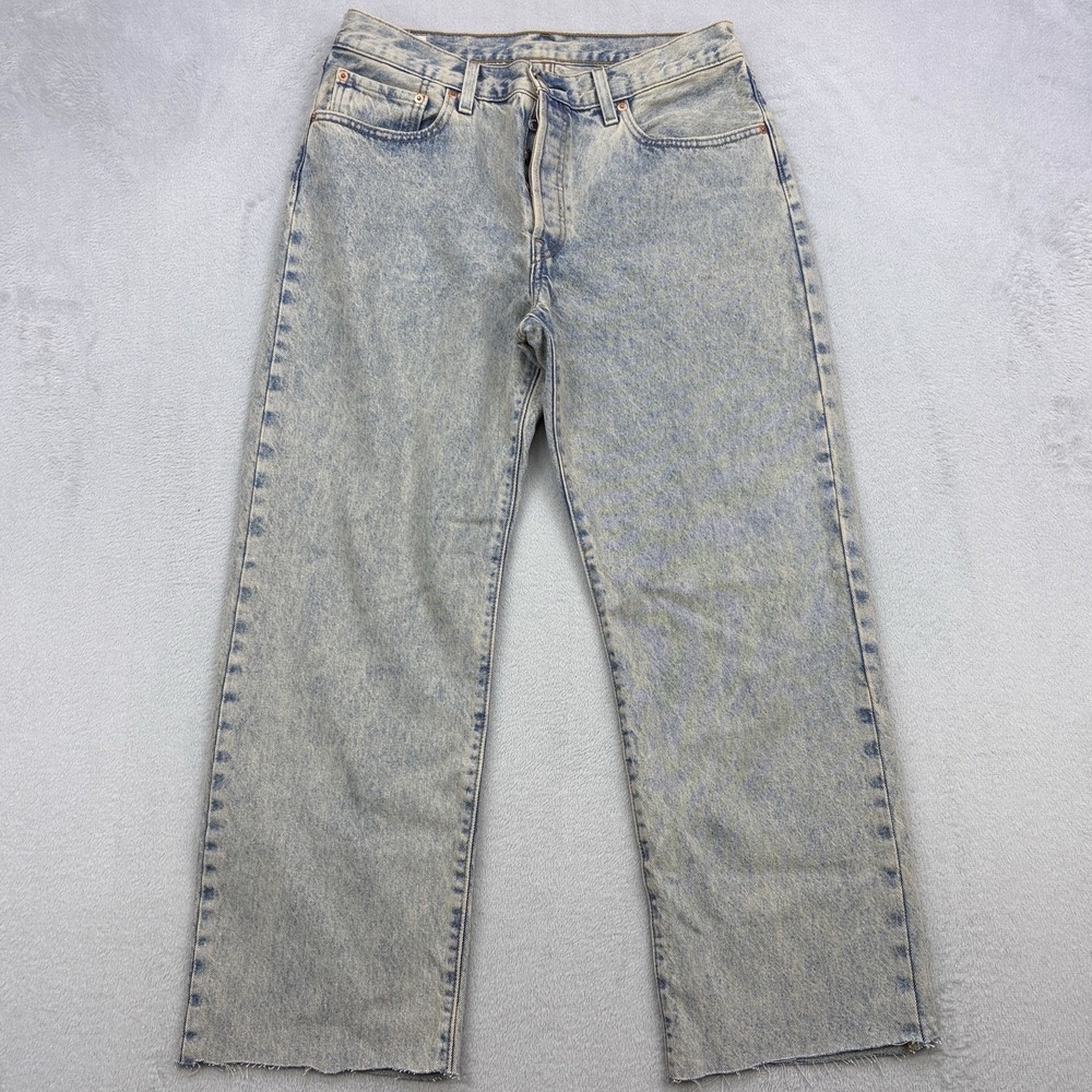 Levis Jeans Mens 32x28 Blue Denim 501 90s Premium Acid Wash Button Fly Straight